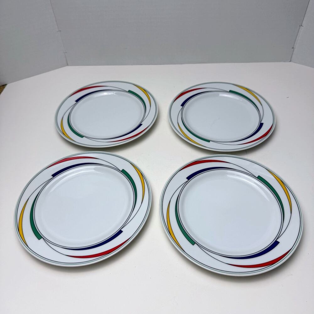 VTG 80s International Fine China Rhythm Flash Japan Set 7 Salad Plates 7.5” Rare